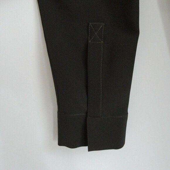 NWT VICTORIA BECKHAM Black Moss Green Printed Silk Crepe Long Sleeve Dress 42/6 - Picture 4 of 9